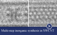 HRTEM image of M6I14 cluster and nanoribbon in nanotube